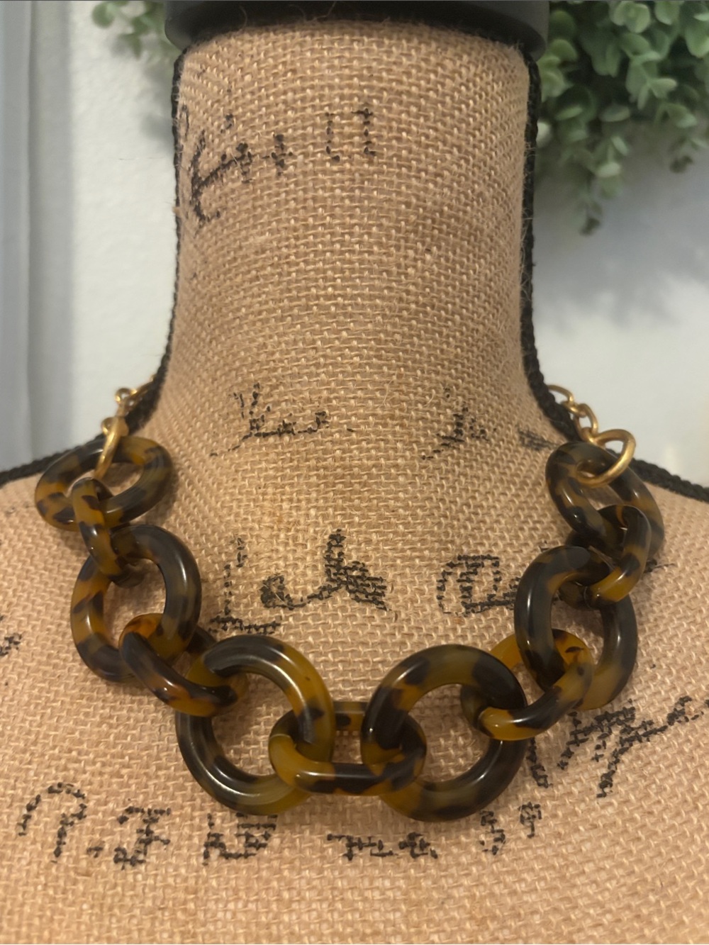 J. Crew Tortoiseshell-Link Necklace in Brown and Black
